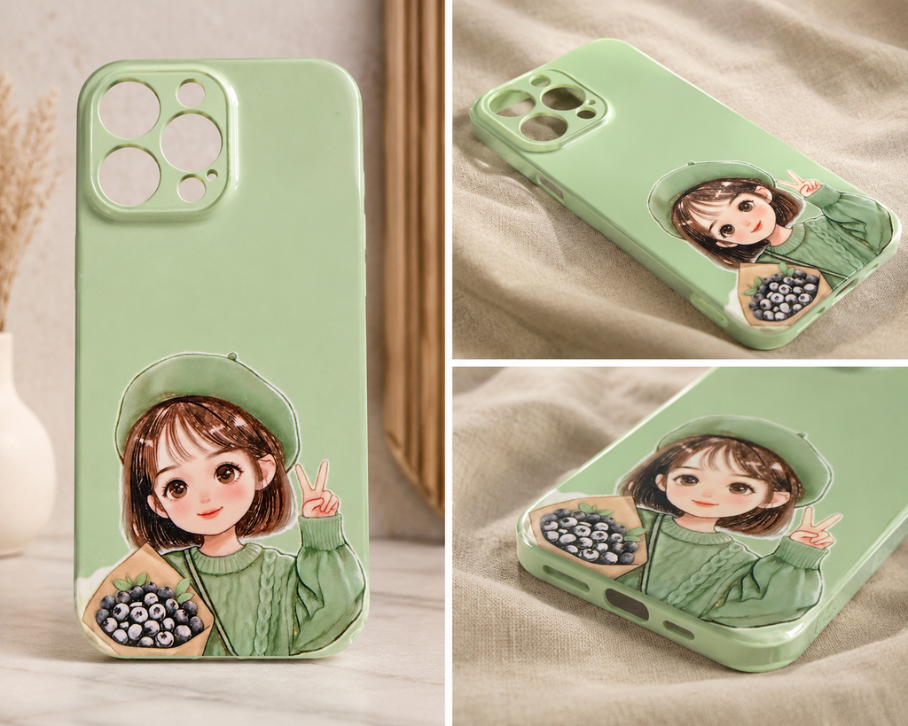 Cute Girl Phone Case – Mint Green Anime
