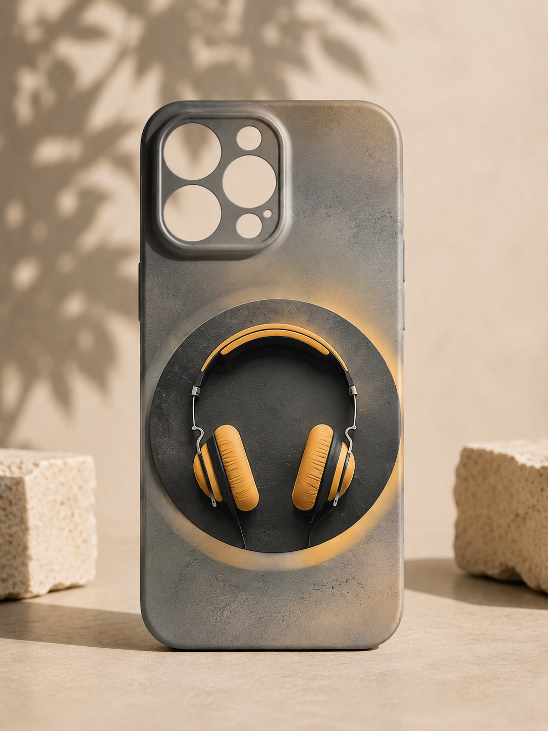 Headphones Phone Case – Frosted Navy & Gold