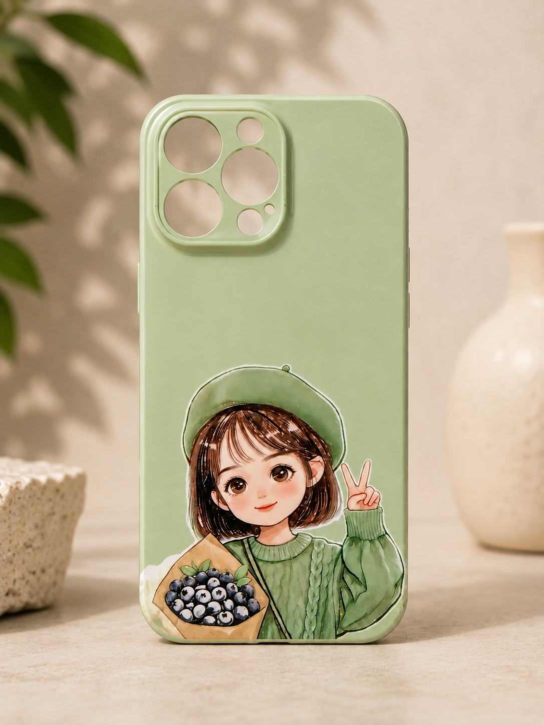 Cute Girl Phone Case – Mint Green Anime