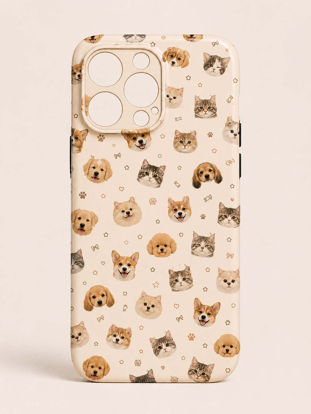 Pets galore iPhone case - dogs and cats scatter print on cream background