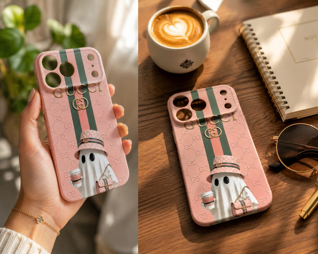 Ghost Art Phone Case – Dark Crackle & Terracotta