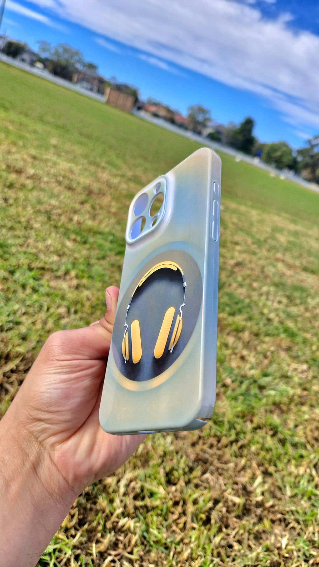 Headphones Phone Case – Frosted Navy & Gold