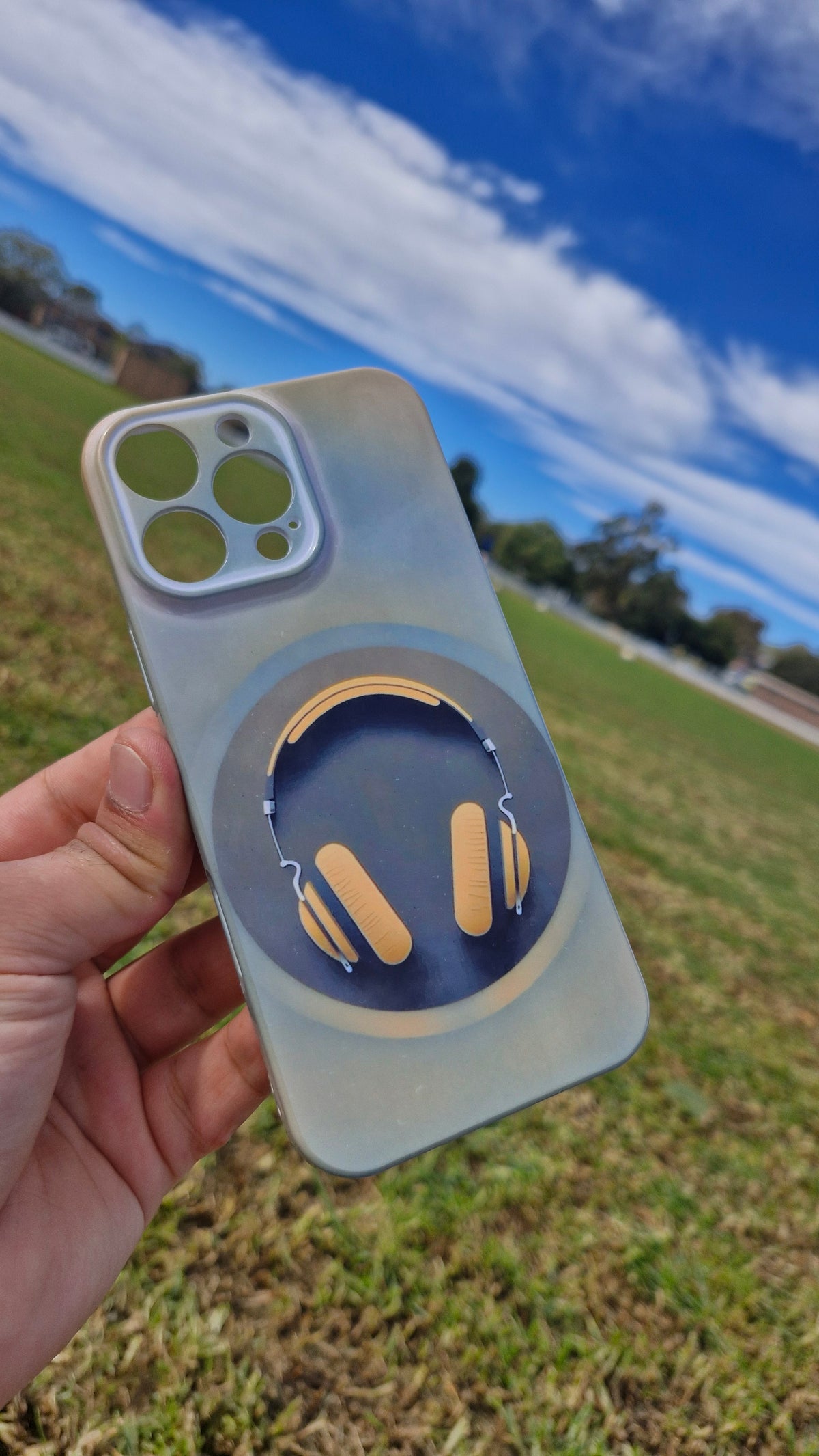 Headphones Phone Case – Frosted Navy & Gold