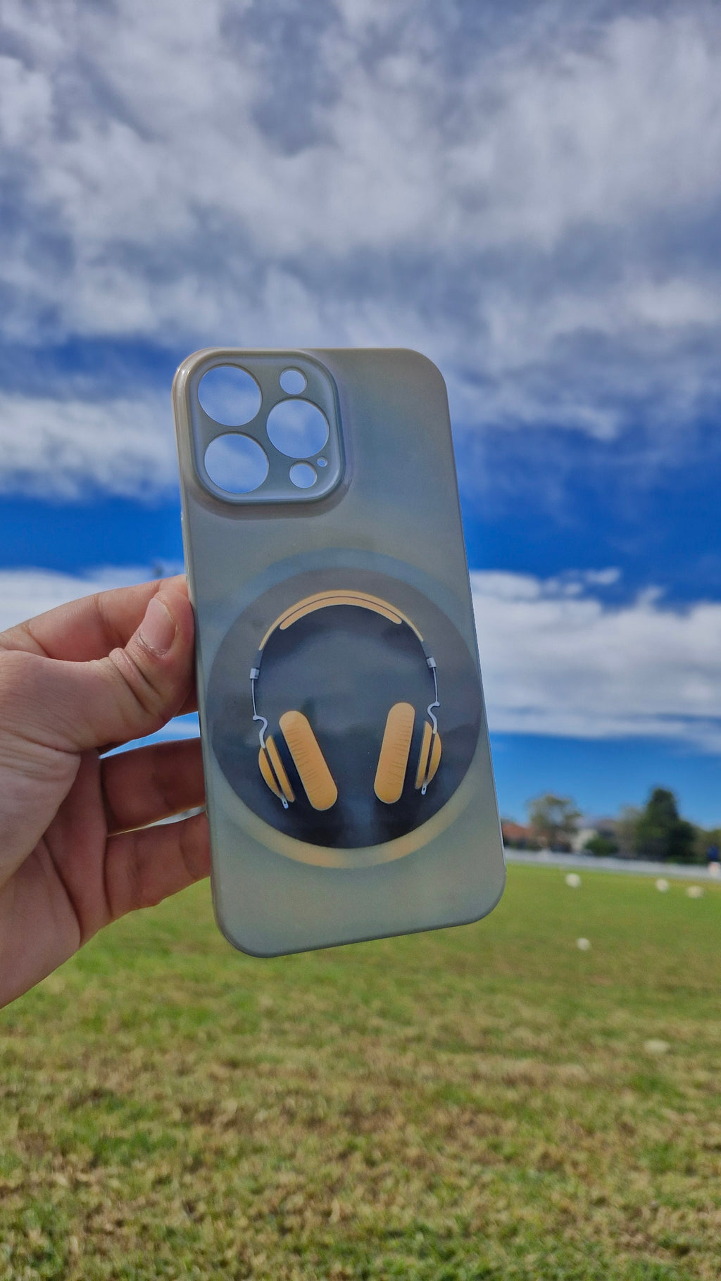 Headphones Phone Case – Frosted Navy & Gold