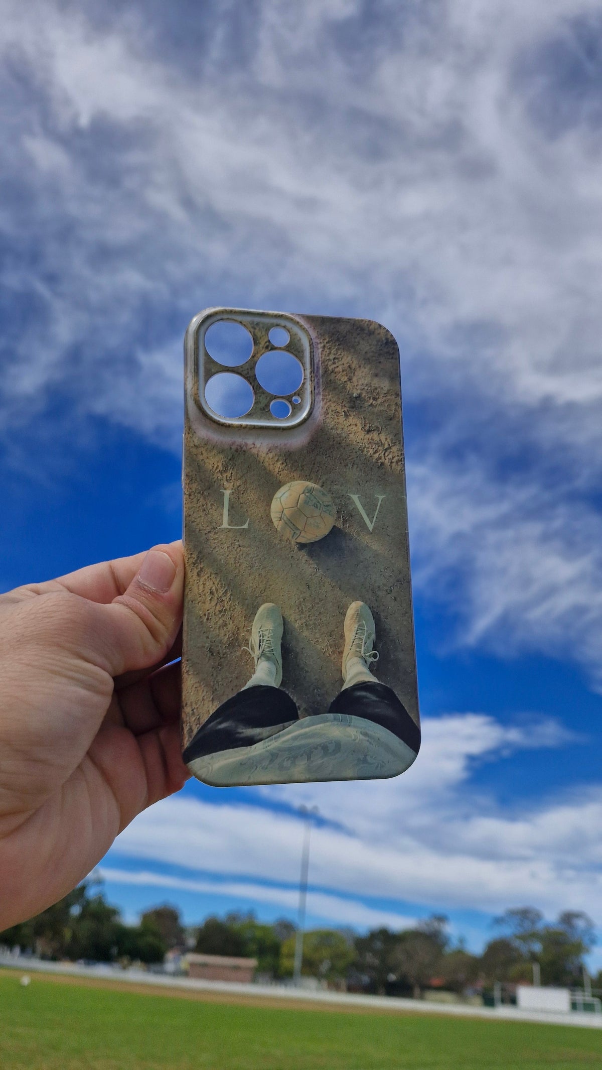 LOV Football Phone Case – Sandy Pitch Aesthetic