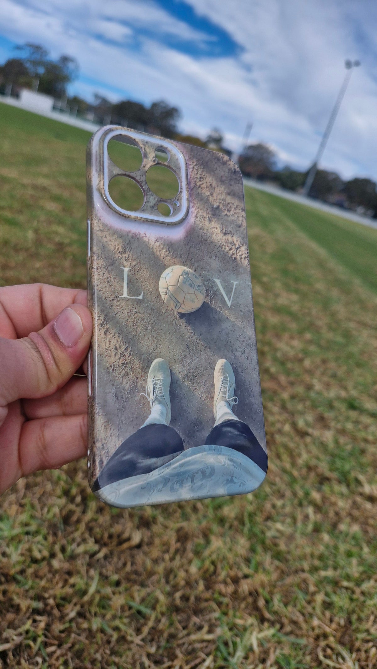 LOV Football Phone Case – Sandy Pitch Aesthetic
